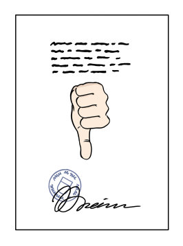 Überprüfungszertifikat mit Absage