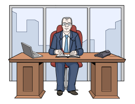 Beauftragter sitzt am Schreibtisch